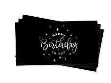 Паперовий конверт на гроші чорний "Happy Birthday з зірками" срібне тиснення 1шт.