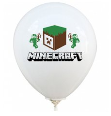 Латексна повітряна кулька 12" (30см.) "Minecraft" біла Balonevi 1шт.