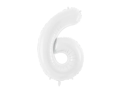 Фольгована кулька цифра "6" біла Party Deco (100см) 1шт.