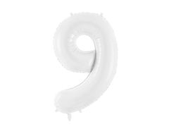 Фольгована кулька цифра "9" біла Party Deco (100см) 1шт.