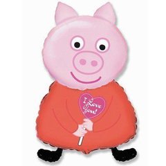 Фольгована кулька фігура "Свинка з серцем" Flexmetal 82х45 см. (1шт.)