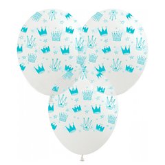 Латексные шары 12'' (100 шт) ТМ SHOW Короны голубые (30 см)