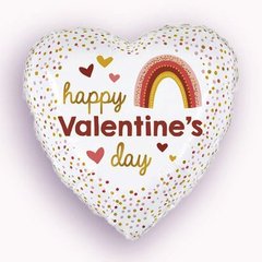 Фольгована кулька Pinan серце "Happy Valentine`s Day " біла 18"(45см) 1шт.