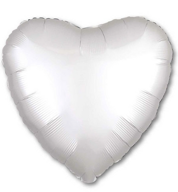 Фольгована кулька "Серце" біла сатин 18"(45см) 1шт.