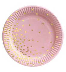Паперові тарілки "Золоте конфеті" рожеві 10шт. (18 см.)