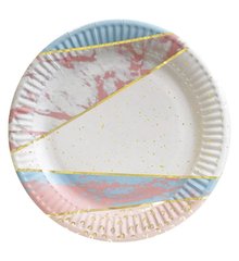 Паперові тарілки рожевий мармур 10шт. (18 см.)