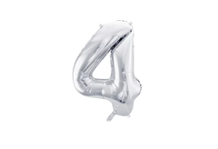 Фольгована кулька цифра "4" срібна Party Deco (100см) 1шт.