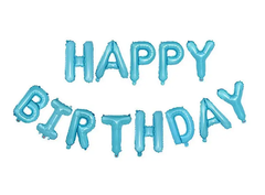Фольгована кулька надпис "Happy Birthday" блакитна 16" (40 см) 1 шт