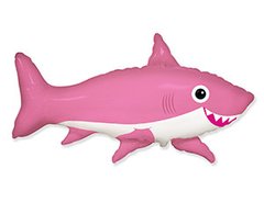 Фольгована кулька фігура "Акула щаслива" рожева Flexmetal 75х105 см. (1шт.)