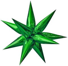 Фольгована кулька Pinan "3D зірка" зелена (100х100см) 1шт.