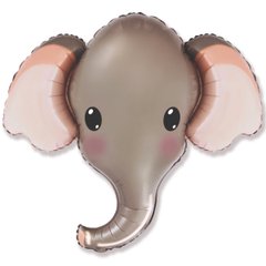 Фольгована кулька міні фігура "Слоненя голова" сіра Flexmetal 12" (25×31 см) 1 шт