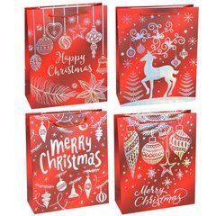 Подарунковий пакет "Merry Christmas" червоний асорті L (31х42х12см) 12 шт.