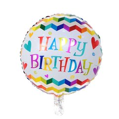 Фольгована кулька Pinan круг "Happy Birthday хвильки" кольорова 18"(45см) 1шт.