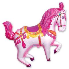 Фольгована кулька міні фігура "Кінь цирковий" рожева Flexmetal 13" (34×37 см) 1 шт