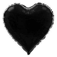 Фольгированный шар 18’ Pinan, 014 черный, металлик, сердце 44 см