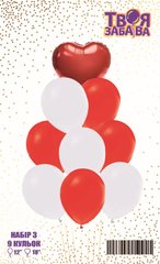 Набір з 9 повітряних кульок "Червоне серце" ТМ "Твоя Забава"