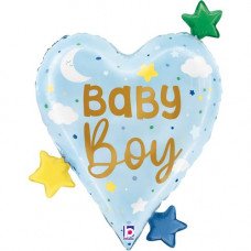 Фольгована кулька серце "Baby girl" блакитна Grabo 63х74см (1шт.)