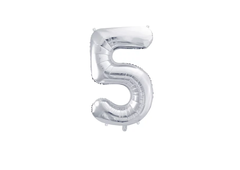Фольгована кулька цифра "5" срібна Party Deco (100см) 1шт.
