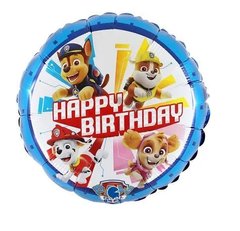 Фольгована кулька круг "Happy Birthday собачки патрульні" Grabo 18" (1шт.)