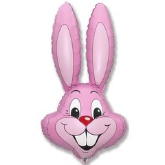 Фольгована кулька міні фігура "Голова кролика" рожева Flexmetal 16" (41×24 см) 1 шт