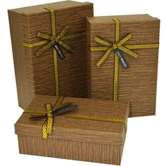 Подарункові коробки прямокутні "Best wishes" коричневі (3 шт.)