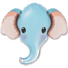 Фольгована кулька міні фігура "Слоненя голова" голуба Flexmetal 12" (25×31 см) 1 шт