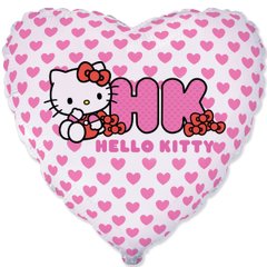 Фольгована кулька серце "Кошеня Кітті" рожева Flexmetal 18"(45см) 1шт.