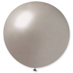 Латексна кулька Gemar срібна (38) металік, без смужок 31" (80 см) 1 шт