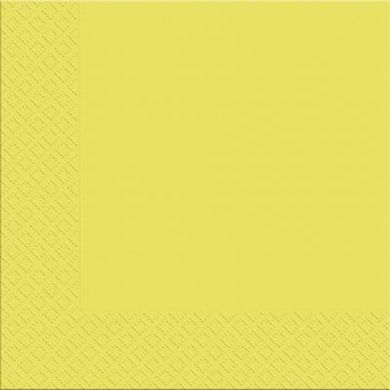 Серветки паперові тришарові жовтого кольору 33х33см (18шт.) в уп.