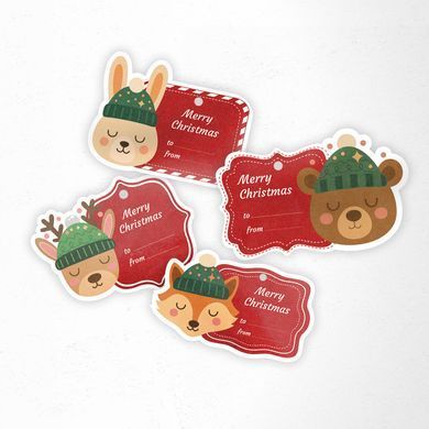 Новорічний набір фігурних тегів Твоя Забава "Merry Christmas" 4 шт/уп.