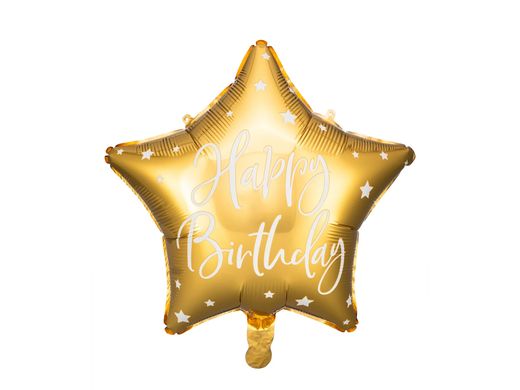 Фольгована кулька зірка "Happy Birthday" золота Party Deco 18"(45см) 1шт.
