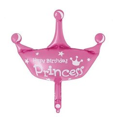 Фольгована кулька міні-фігура " Корона Princess" рожева (25см) 1шт.