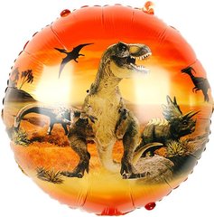 Фольгована кулька Pinan круг "Ера динозаврів" оранжева 18"(45см) 1шт.