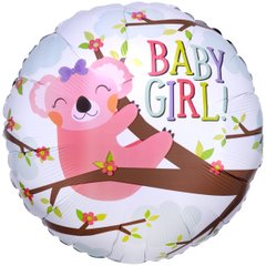 Кулька фольга АН Anagram круг 18' (45см) анг "Baby Girl" коала (1 шт)