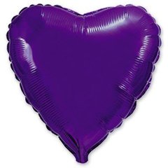 Фольгированный шар 4’ Flexmetal Сердце фиолетовое металлик, 10 см