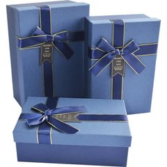 Подарункові коробки прямокутні "Wishes for you" сині (3 шт.)