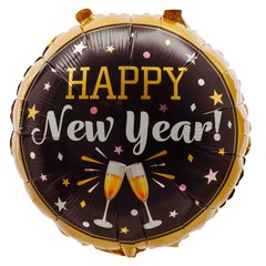 Фольгированный шар 18’ Pinan Новогодний, круг, Happy New Year, 44 см