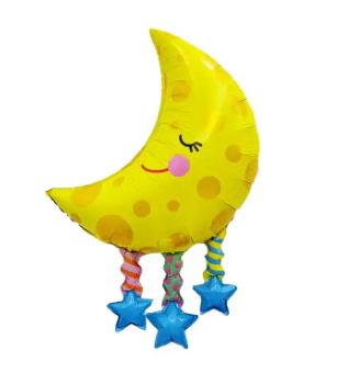 Фольгована кулька фігура Pinan "Місяць з зірочками" жовта 51х54 см. в уп. (1шт.)