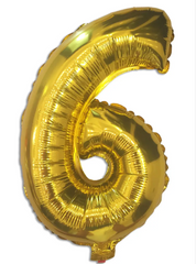 Фольгована кулька цифра "6" золота 32" (80см) 1шт.