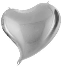 Кулька фольга КНР серце скошене 18' (44см)металік срібний (1 шт)