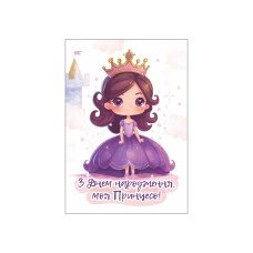 Міні листівка "З Днем народження, моя принцесо" 10шт/уп