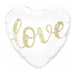 Фольгована кулька Pinan серце "Love" біла 18"(45см) 1шт.