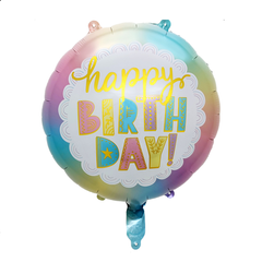 Фольгована кулька круг "Happy Birthday" ніжний макарун 18"(45см) 1шт.