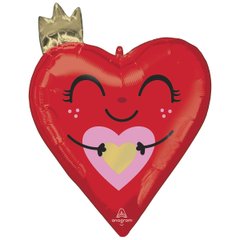 Фольгированный шар 26’ Anagram на День влюбленных, Сердце в короне, 66 см