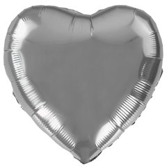 Кулька фольга КНР серце 18' (44см) срібло (1 шт)