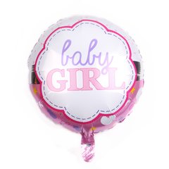 Фольгована кулька Pinan круг "Baby Girl" рожева 18"(45см) 1шт.