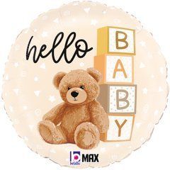Фольгована кулька круг "Hello Baby" кольорова Grabo 18"(45см) 1шт.