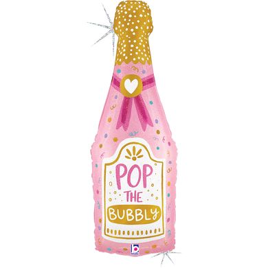 Фольгована кулька фігура "Шампанське Bubbly" рожева Grabo 44х103см (1шт).