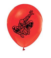 Латексна кулька 12" червона з малюнком "Супергерой 1" (Balonevi)