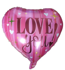 Фольгована кулька серце "I love you в смужку " рожева 18"(45см) 1шт.